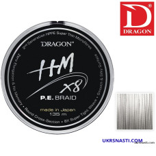 Шнур Dragon HM X8 P.E. Braid / Toray диаметр 0,22мм размотка 135м цвет серый